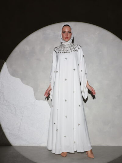 Crystal White Abaya